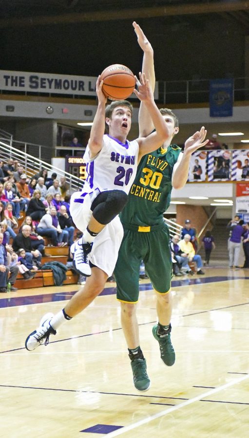 Seymour's Alan Perry shoots the ball during Seymour's game against Floyd Central.