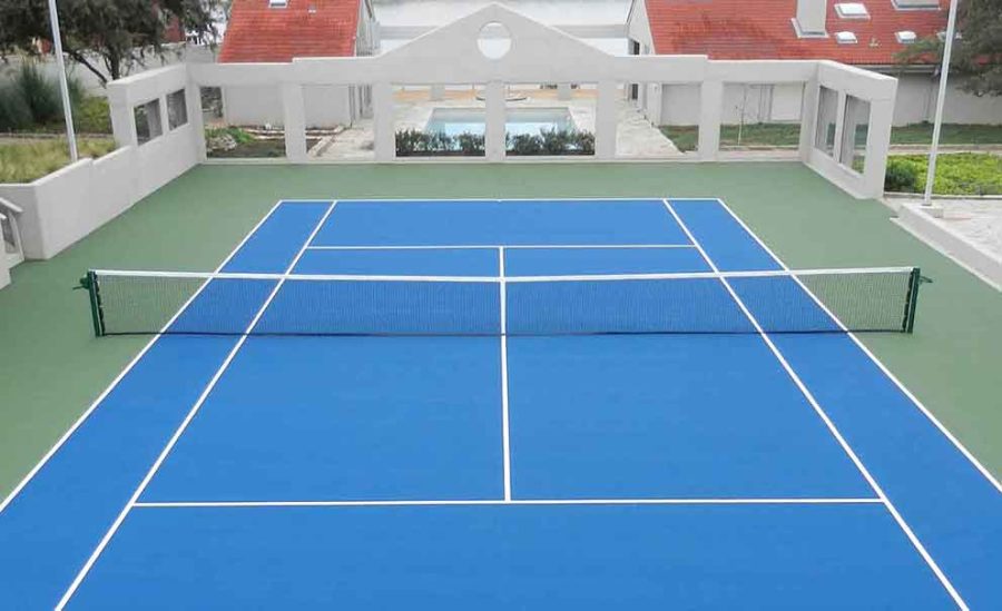 The image shown is a tennis court.