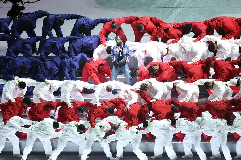 Kendrick Lamar puts on a bold Super Bowl halftime performance