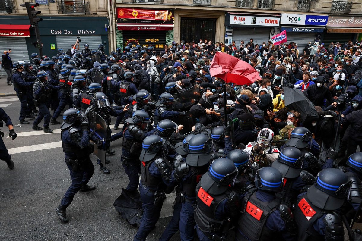 Protesters in Paris during the "Block Everything" protest
(CNN)