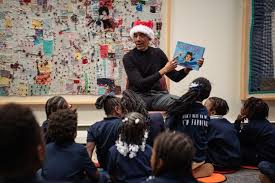 Former President Barack Obama reading "Flying Free: How Bessie Coleman’s Dreams Took Flight."