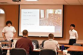 Israel Luna and Hayato Hattori pitching their idea. 

Credit: Seymour Tribune